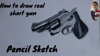 How to draw  short gun with pencil # pencil sketch of short gun# 3d sketch of pistol  step by step .