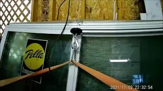 large window replacement using electric hoist