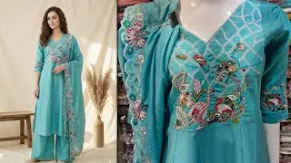 New Designer Kurti Pant Set | Flamingo Embroidery Suit Set | Latest Ethnic Wear 2025 Try On