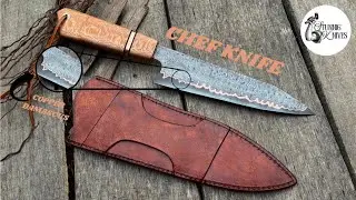 Beautiful Copper Damascus Chef Knife Build | Forging, Etching & Finishing