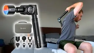Deep Tissue Massage Gun with Heat & Cold | Long Handle for Back Pain & Muscle Relief