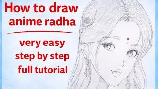 Anime radhe drawing very easy drawing step by step full tutorial #prokel drawing #radha #drawing 
