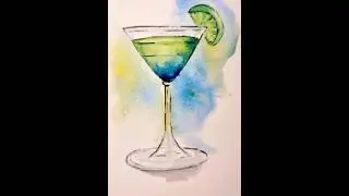 Watercolor Cocktail Drawing #painting #art #watercolor #shorts