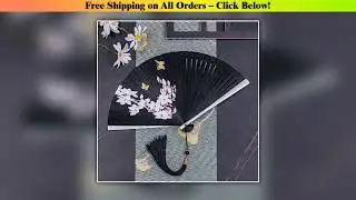 All Bamboo Classical Fan Women Japanese Ancient Classical Black Folding Fan Hanfu Dance Fan