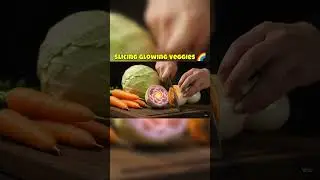 Slicing Glowing Veggies 🌈 #ai #aiart #asmrsounds #asmr #aiasmr #asmr #asmrvideo
