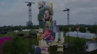 Street artist Marcus 'GOMAD' Debie makes mural for North West Walls at Rock Werchter festival 2025