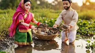 Miniature Doll Crab Cooking ASMR | Indian Village Tiny Kitchen Story
