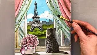 365 days challenge-day3/ Step by Step Acrylic Painting for Beginners/ Paris