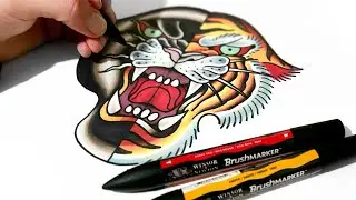 Дизайн татуировки Как нарисовать морду ТИГРА-ПАНТЕРЫ Разделить!