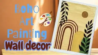 Boho easy canvas painting🥰wall decor #beginner painting #boho #acrylicpainting #easy #diy #painting 