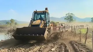 Jcb 3dx and My All Tractor trolley Loading Mud transfer to New place