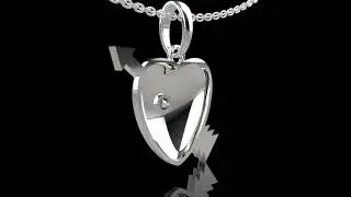 Valentine Heart Arrow 925 Sterling Silver Pendant with Zircon Stone with chain