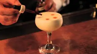 How to Swirl Bitters in a Pisco Sour (Surface Decorations) - Speakeasy Cocktails