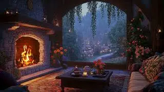 Refreshing Summer Night Rain in a Stone Cottage 🌿 Rain Sounds & Fireplace | Deep Sleep & Relaxation