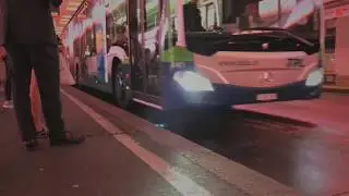People boarding a bus
