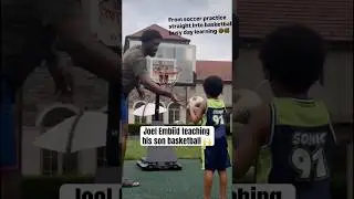 Joel Embiid coaching up his son, Arthur ❤️ (via annedepaula/IG)
