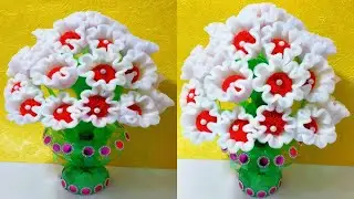 फोम से बनाये गुलदस्ता /FOAM AND BOTTLE GULDASTA/DIY MAKE BEAUTIFULL FOAM GULDASTA AND WOOL