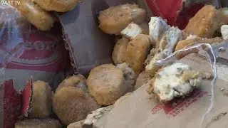 Chicken nuggets scattered for blocks in train-truck collision