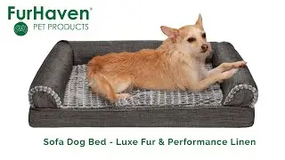 Sofa Dog Bed - Luxe Fur & Performance Linen - Furhaven Pet Products
