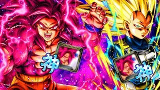 GREAT AGAIN!!! DAIMA LF SSJ4 GOKU & SSJ3 VEGETA WITH THEIR GODLY UNIQUE EQUIPS | Dragon Ball Legends