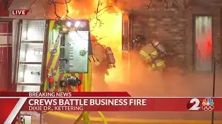 Crews battle business fire in Kettering