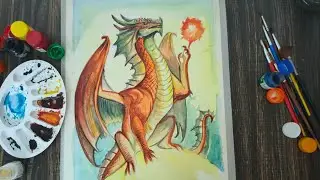 Dragon | poster colour painting | tutorial in Tamil | Prikesharts