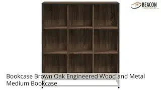 Bookcase Brown Oak Engineered Wood and Metal Medium Bookcase
