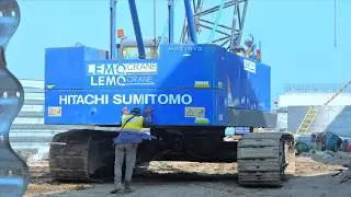 INCREDIBLE Teamwork! Cranes & Excavator Installing Bridge Plate - Engineering Marvel