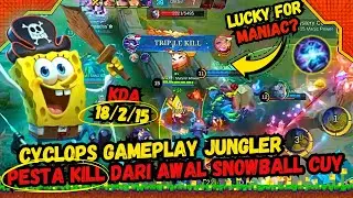 CYCLOPS GAMEPLAY JUNGLER MANIAC? MUSUH DIBIKIN COKELAT SEMUA HERO META MOBILE LEGENDS BANG BANG