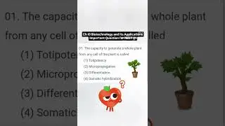 Class12 Biology Ch10 Biotechnology and its Applications | Neet important Question practice #neet2026