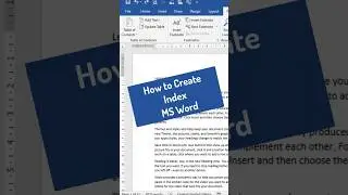 How to create an Index in MS Word!