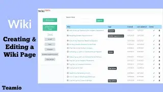 Teamio Wiki: Creating & Editing a Wiki Page
