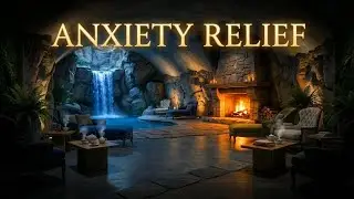 Luxurious Cave Ambience 🔥 Waterfall Pool & Fireplace for Deep Sleep Retreat