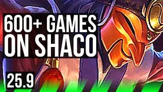 SHACO vs BRIAR (JGL) | 600+ games, Dominating | KR Master | 25.9