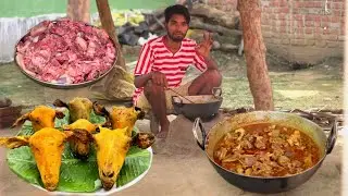 Goat Head Recipe | Bakre ki Mundi ka Salan Cooking in village by eating | mutton head gravy villfood
