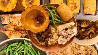 Вкусный рецепт жареной курицы с тыквой и кукурузным хлебом с медово-сливочным маслом | Простой ос...