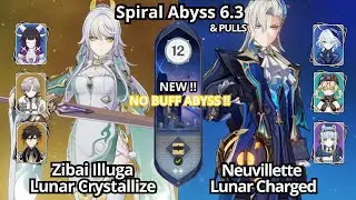 NEW !! C0 Zibai Lunar Crystallize & C0 Neuvillette Lunar - Spiral Abyss Floor 12 Genshin Impact 6.3