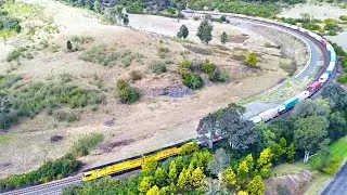 Double Headed Aurizon Intermodal Freight Downgrade The Piction Horseshoe - ACD6059 ACD6054 - Aug25.