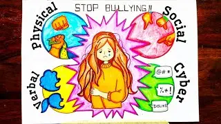 STOP BULLYING Poster Drawing | Easy Anti-Bullying Awareness Art for School Projects| CACA schooldraw