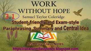 Work Without Hope by Samuel Taylor Coleridge | Stanza-wise Paraphrasing, Summary, & Central Idea |