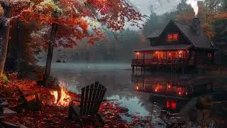 3 HOURS - Cozy Autumn Garden with Fireplace - Piano & Fire Sounds Make You Sleep in Just 5 Minutes