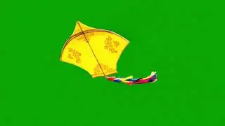 Yellow Basant Kite Swaying &ndash; Green Screen 01