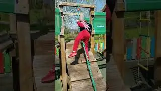 Outdoor Playground - Climbing rope and a green slide 💚 #4yearold #childhood #toddler