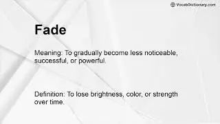 Fade Meaning