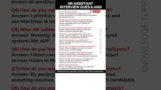 HR Assistant Interview Questions and Answers | Human Resources Assistant Job Interview