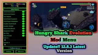 Обновление меню мода Hungry Shark Evolution 12.8.3! Разблокированы все акулы!