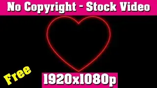 Red Heart Neon Glowing Shining - Free Use - No Copyright, Animations, Stock Footage, Graphics