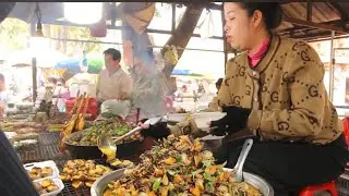 Самые популярные блюда кхмерской сельской местности | Жареный органический краб, лягушка на гриле...