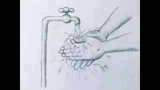 How to wash Hands Pencil drawing