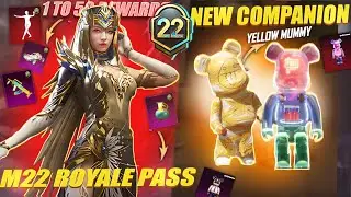 😍 M22 Royale Pass 1 to 50 Rewards | FREE Groza & Buggy | Bearbrick Companion Special Abilitiy !?